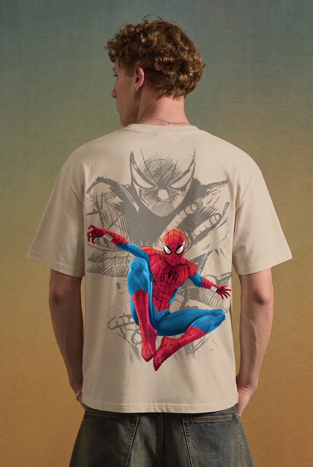 Spider-Man – Classic Swing Off-White Oversized T-Shirt – image 4