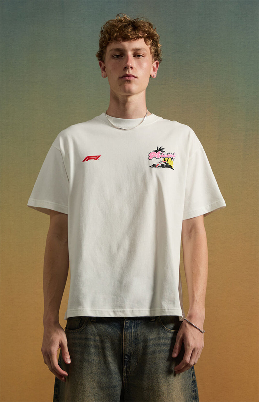 F1 Miami Sun, Sand & Speed Oversized T-Shirt – White