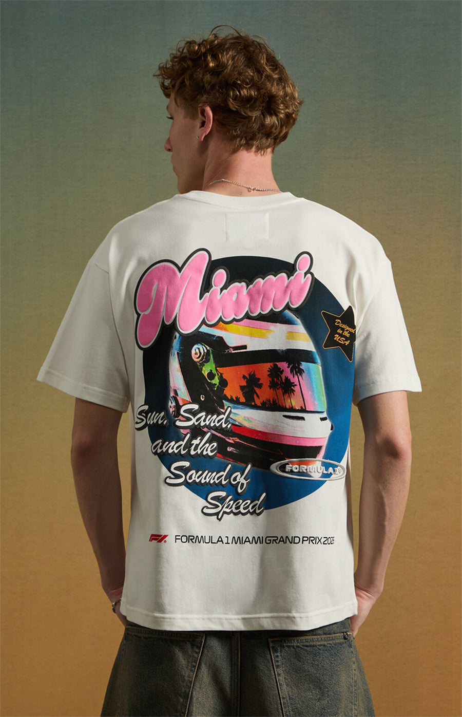 F1 Miami Sun, Sand & Speed Oversized T-Shirt – White
