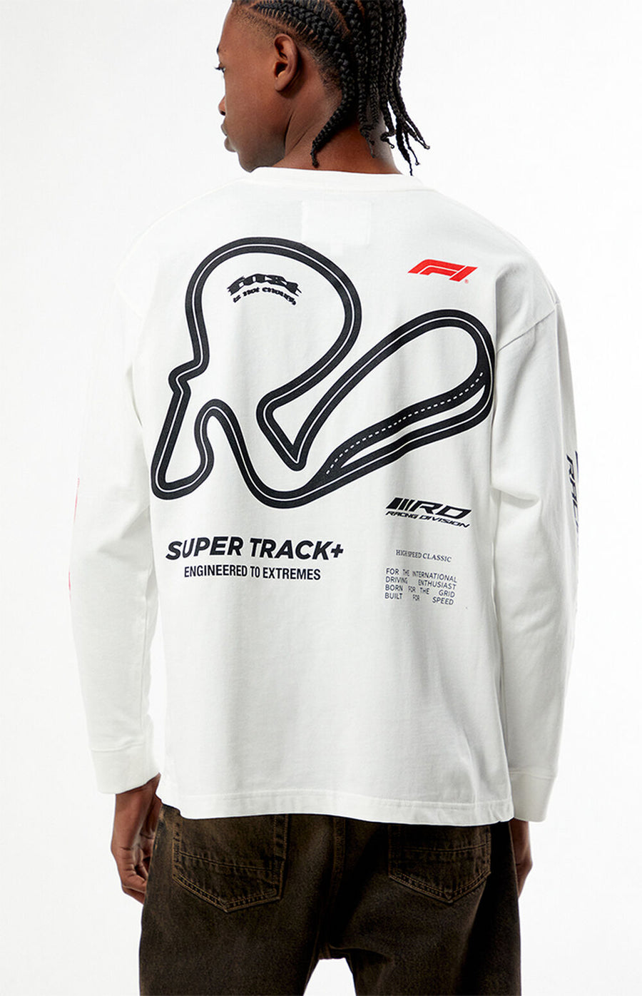 F1 Super Track Full Sleeve Oversized T-Shirt – White