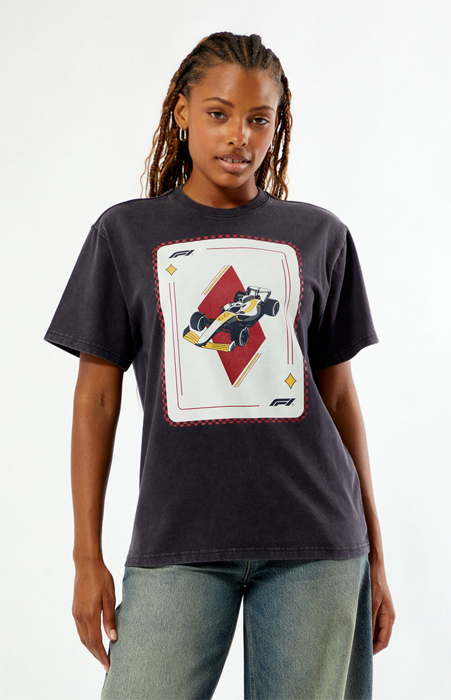 F1 Ace of Diamonds Oversized T-Shirt – Washed Black