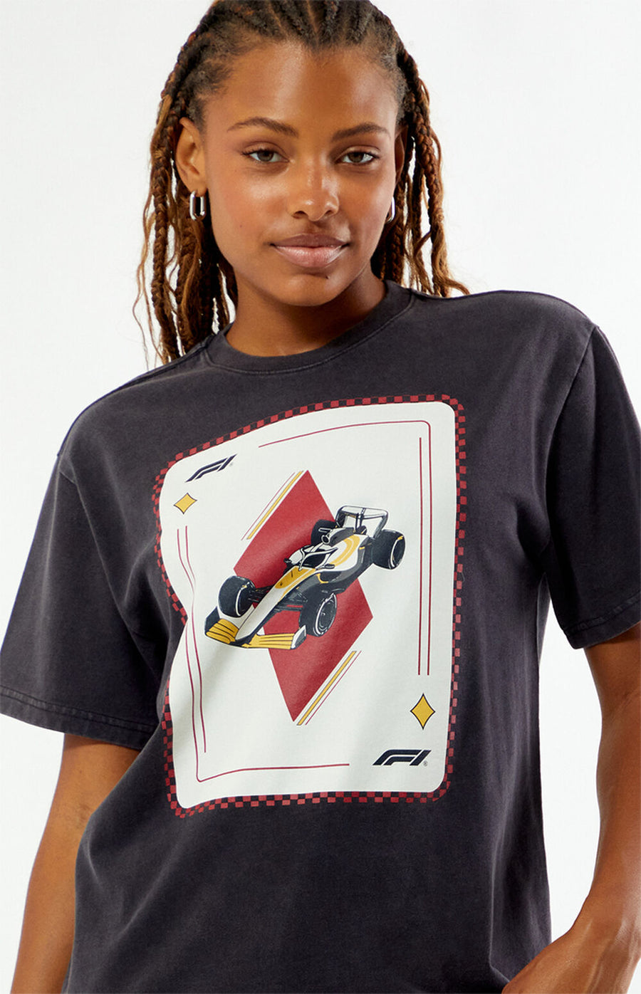F1 Ace of Diamonds Oversized T-Shirt – Washed Black