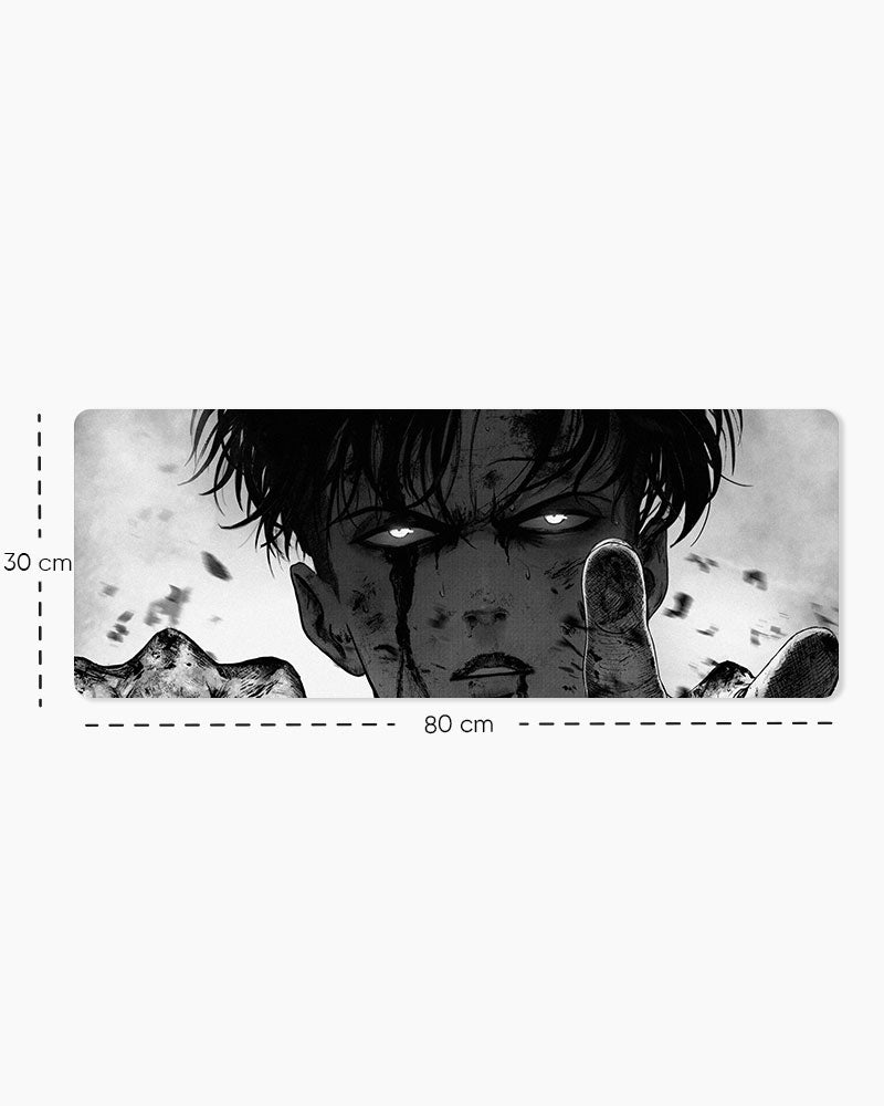 Levi Ackerman – Manga Edition Gaming Desk Mat, Large size shown: 80 × 30 cm