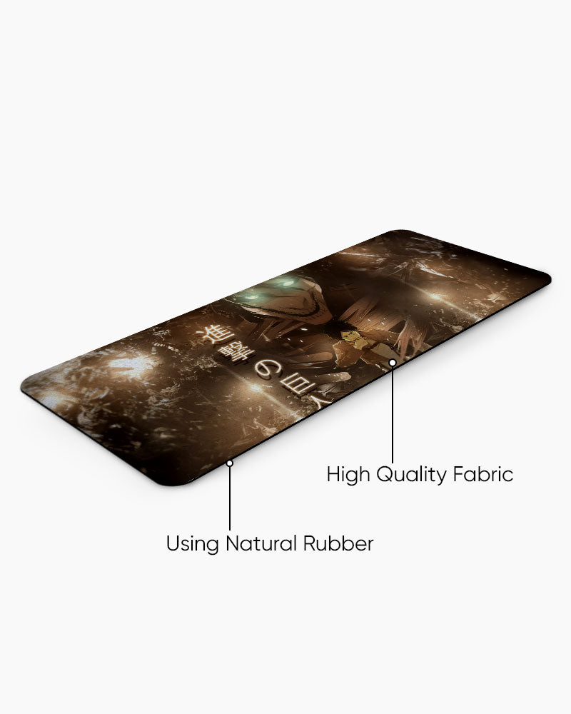 Eren Yeager – Attack Titan Gaming Desk Mat, angled view