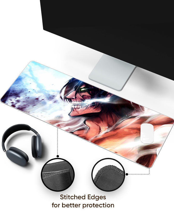 Attack Titan – Lightning Roar Gaming Desk Mat with stitched edges (EdgeGuard)