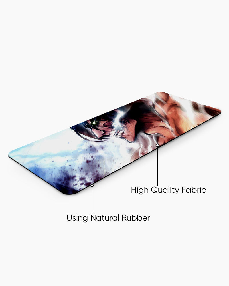 Attack Titan – Lightning Roar Gaming Desk Mat, angled view