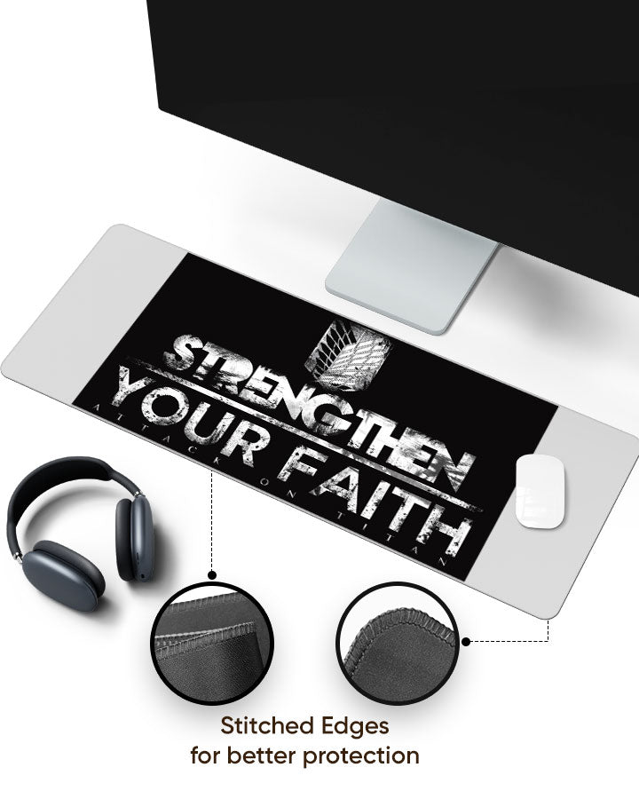 Survey Corps – Strengthen Your Faith Gaming Desk Mat with stitched edges (EdgeGuard)