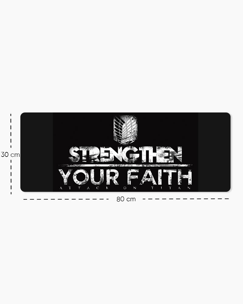 Survey Corps – Strengthen Your Faith Gaming Desk Mat, Large size shown: 80 × 30 cm