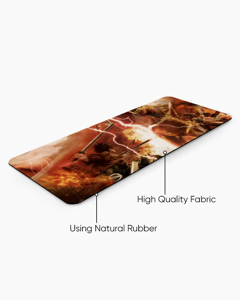 Armored Titan – Lightning Clash Gaming Desk Mat, angled view