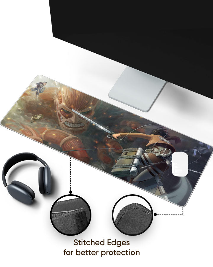 Colossal Titan – Scout Attack Gaming Desk Mat with stitched edges (EdgeGuard)