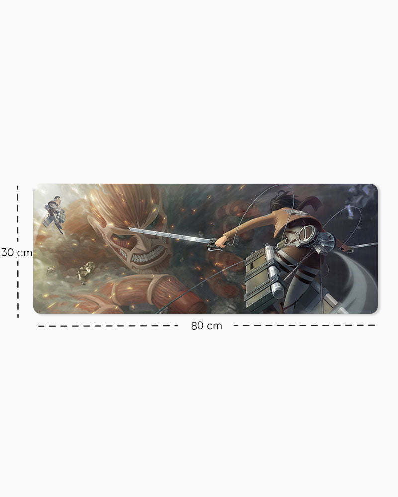 Colossal Titan – Scout Attack Gaming Desk Mat, Large size shown: 80 × 30 cm