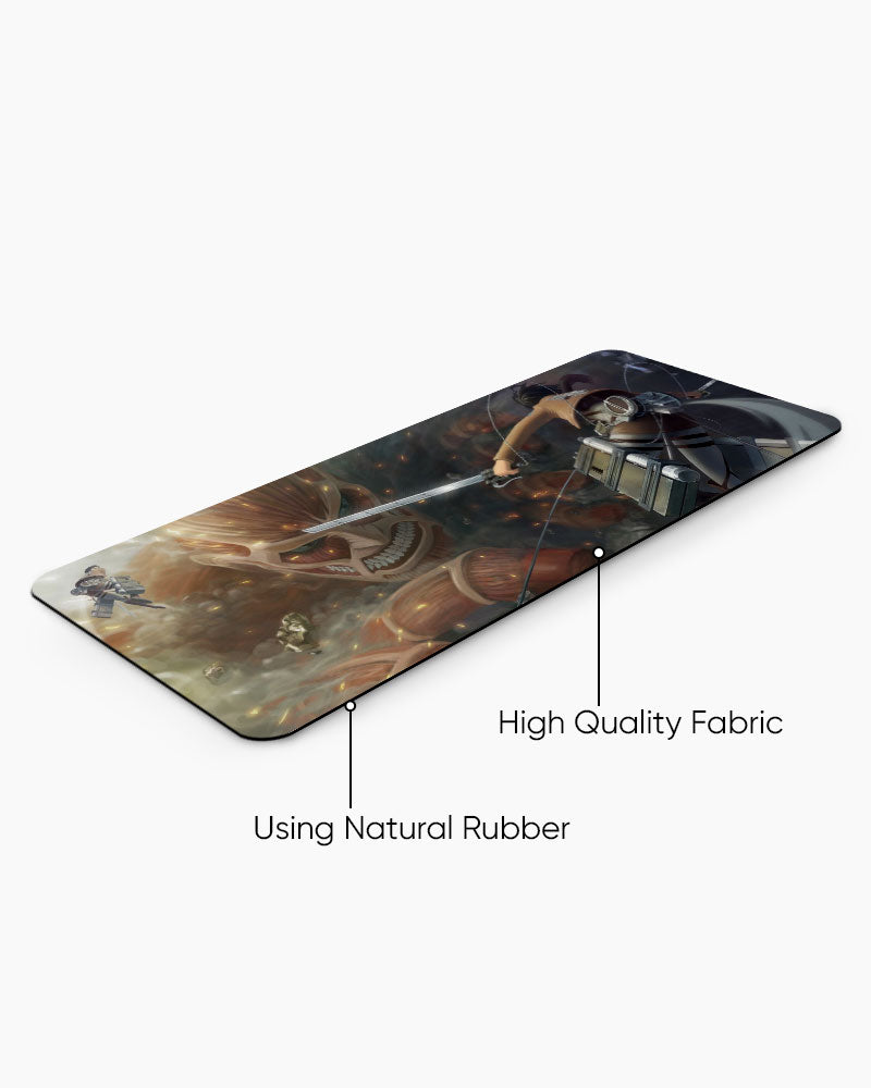 Colossal Titan – Scout Attack Gaming Desk Mat, angled view