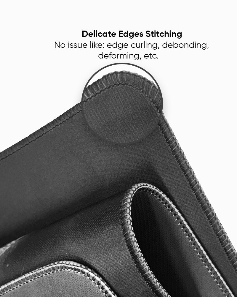 Desk mat edge stitching close-up: no edge curling, debonding or deforming