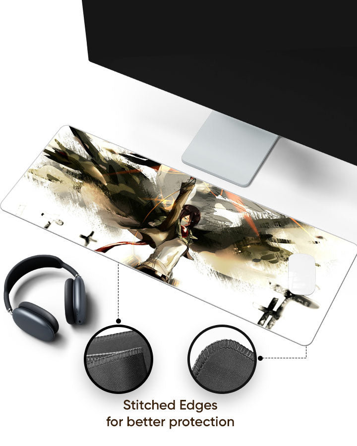 Mikasa Ackerman – Wings of Freedom Gaming Desk Mat with stitched edges (EdgeGuard)