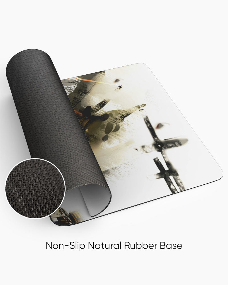 Mikasa Ackerman – Wings of Freedom Gaming Desk Mat rolled to show the natural rubber base