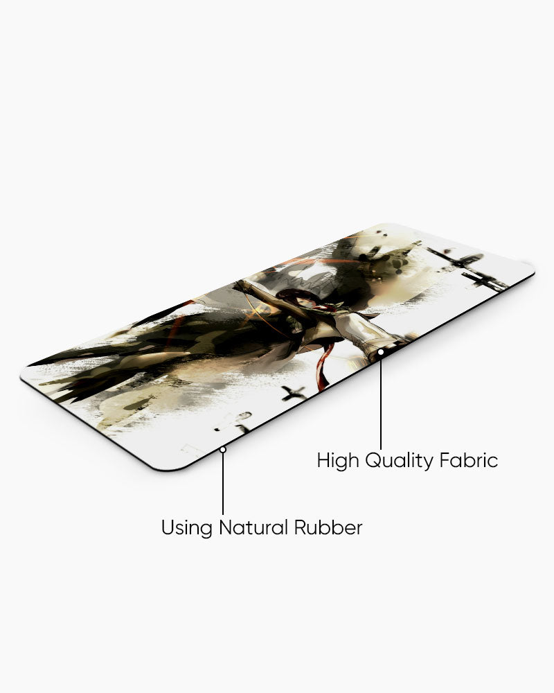 Mikasa Ackerman – Wings of Freedom Gaming Desk Mat, angled view