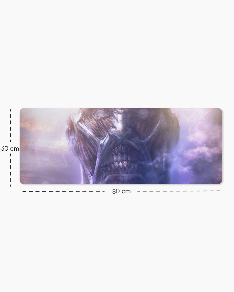 Colossal Titan – Portrait Gaming Desk Mat, Large size shown: 80 × 30 cm