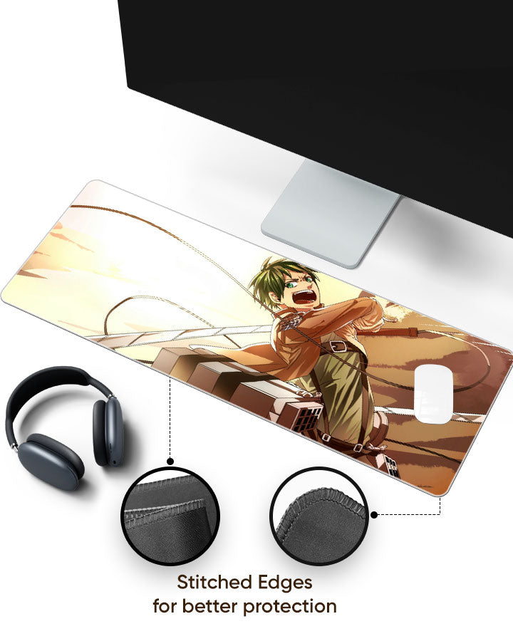 Eren Yeager – ODM Gear Gaming Desk Mat with stitched edges (EdgeGuard)