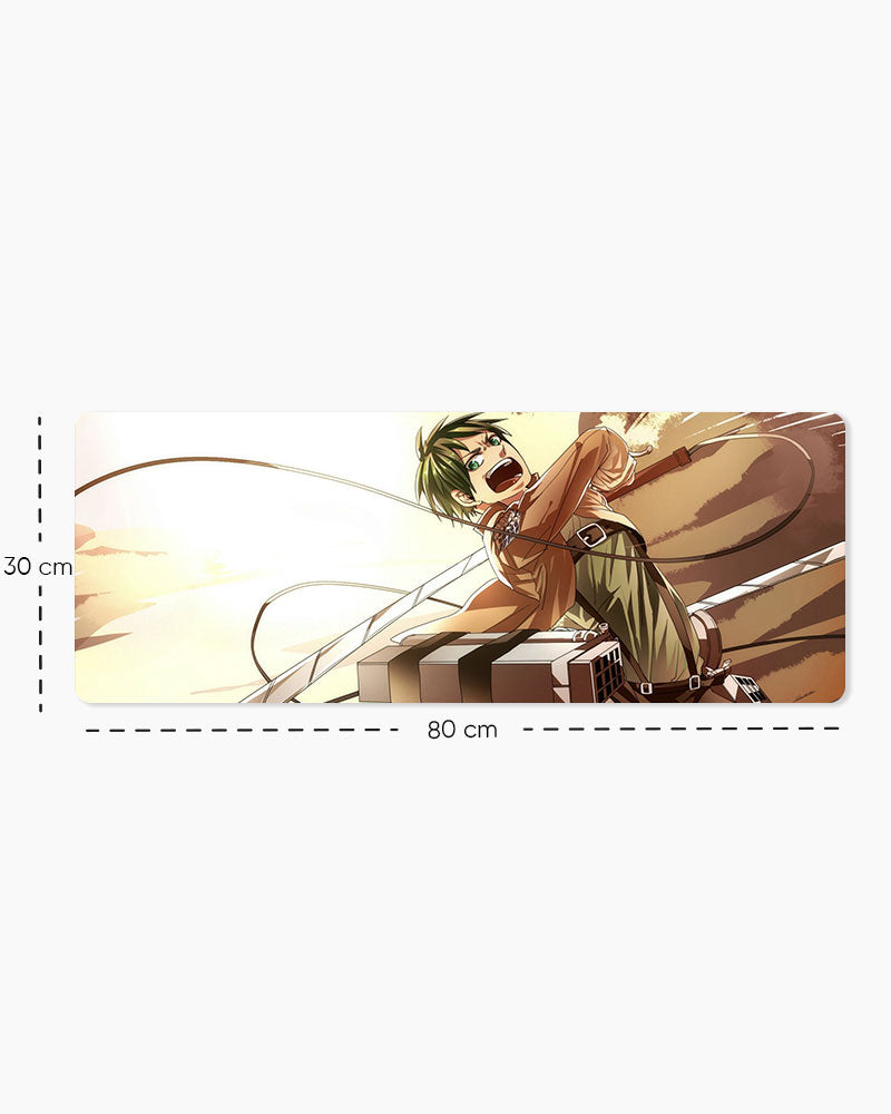 Eren Yeager – ODM Gear Gaming Desk Mat, Large size shown: 80 × 30 cm