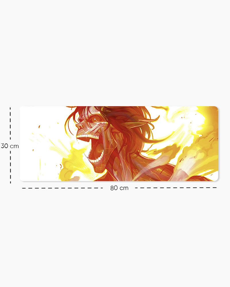 Attack Titan – Inferno Gaming Desk Mat, Large size shown: 80 × 30 cm