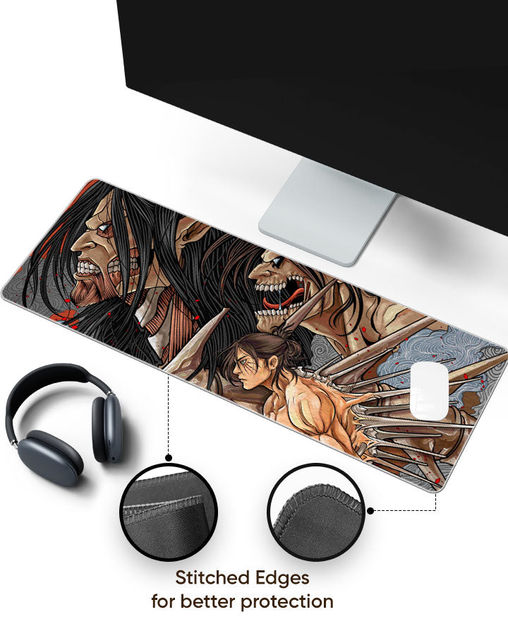 Eren Yeager – Final Season Gaming Desk Mat with stitched edges (EdgeGuard)