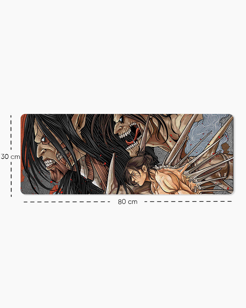 Eren Yeager – Final Season Gaming Desk Mat, Large size shown: 80 × 30 cm