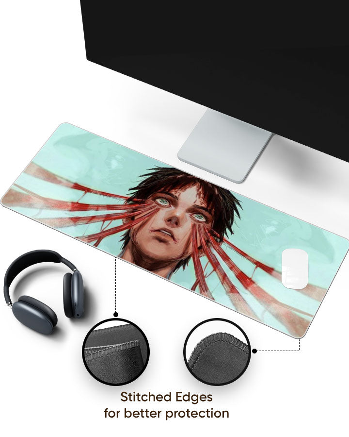 Eren Yeager – Titan Shift Gaming Desk Mat with stitched edges (EdgeGuard)