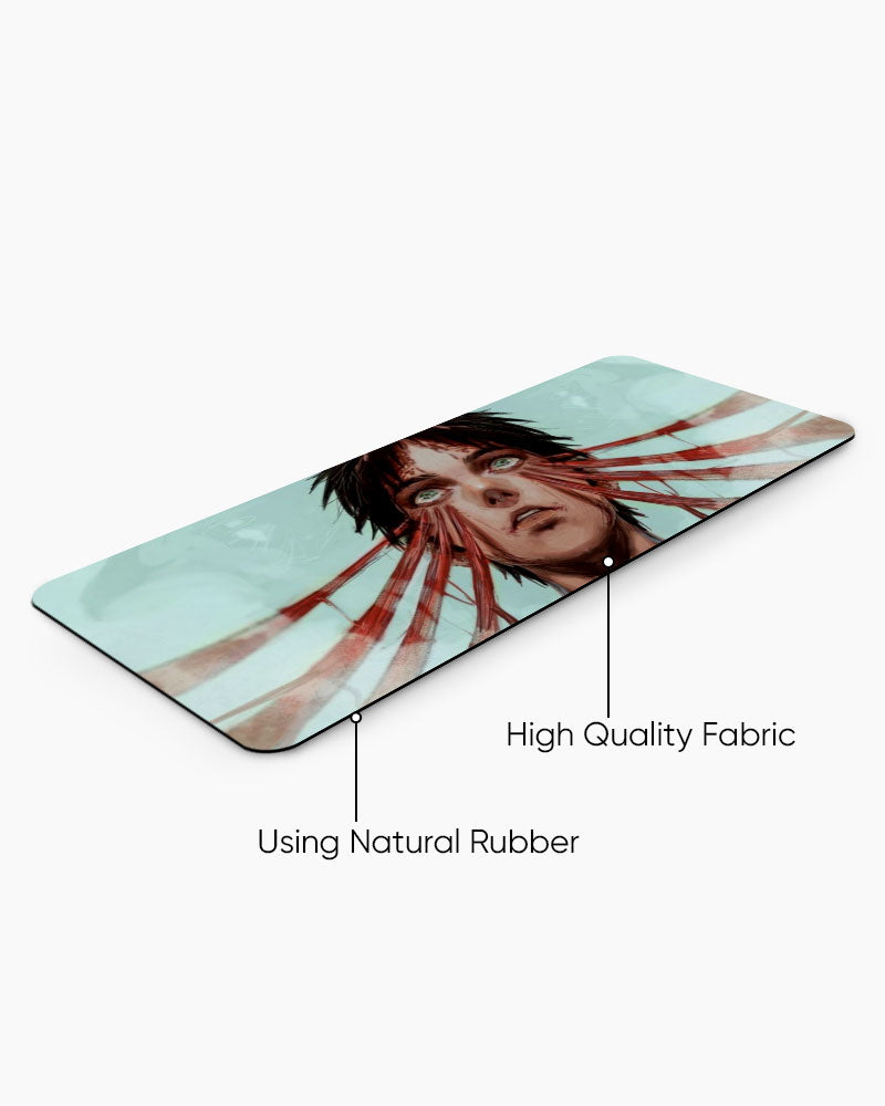Eren Yeager – Titan Shift Gaming Desk Mat, angled view