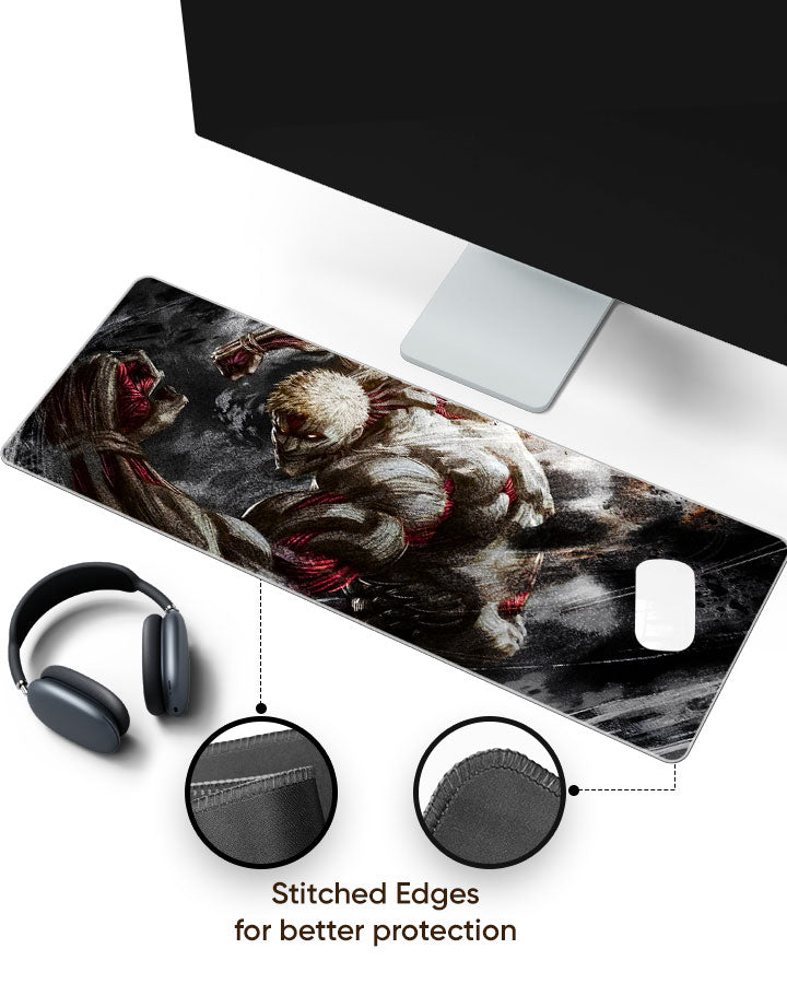 Armored Titan – Reiner Braun Gaming Desk Mat with stitched edges (EdgeGuard)