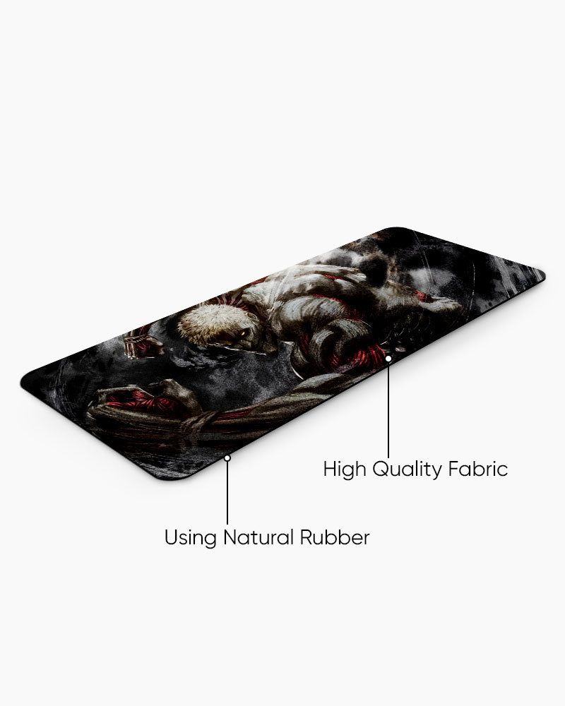 Armored Titan – Reiner Braun Gaming Desk Mat, angled view