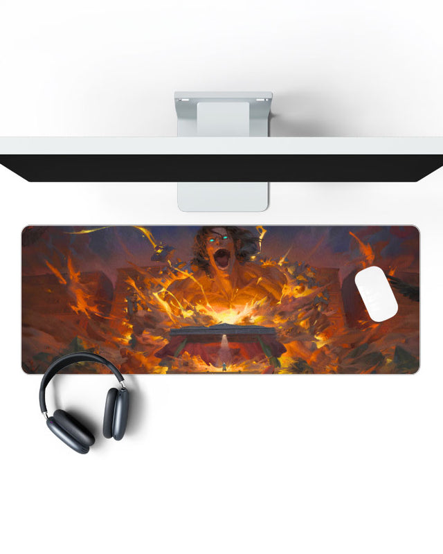 Attack Titan – Declaration of War Gaming Desk Mat on a desk, top view