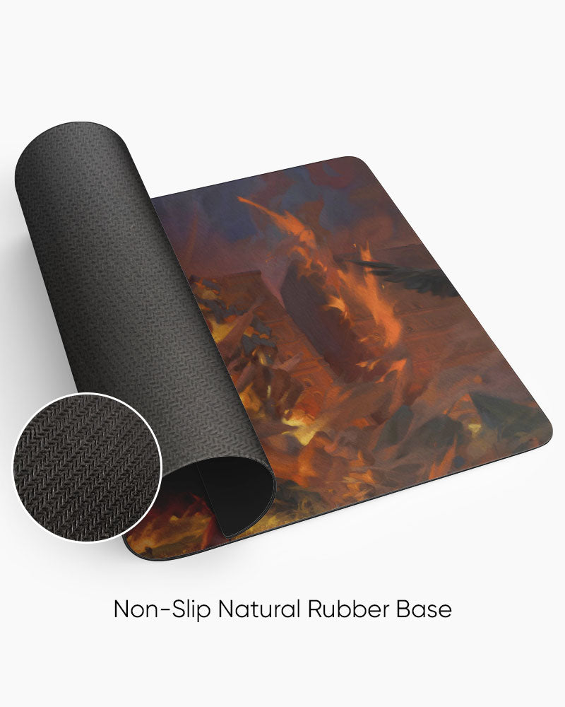 Attack Titan – Declaration of War Gaming Desk Mat rolled to show the natural rubber base