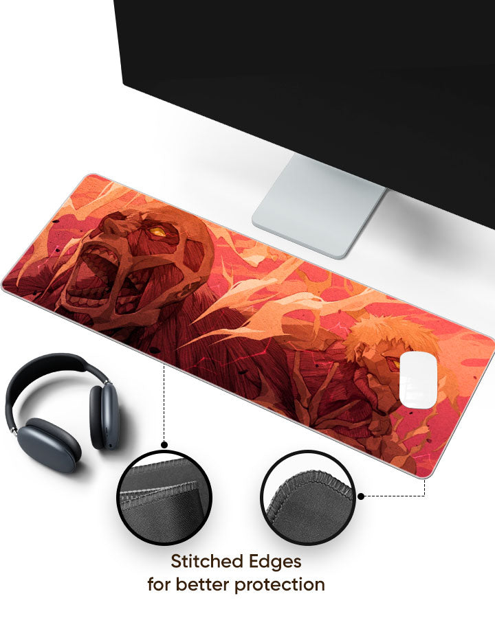 Colossal Titan & Armored Titan Gaming Desk Mat with stitched edges (EdgeGuard)