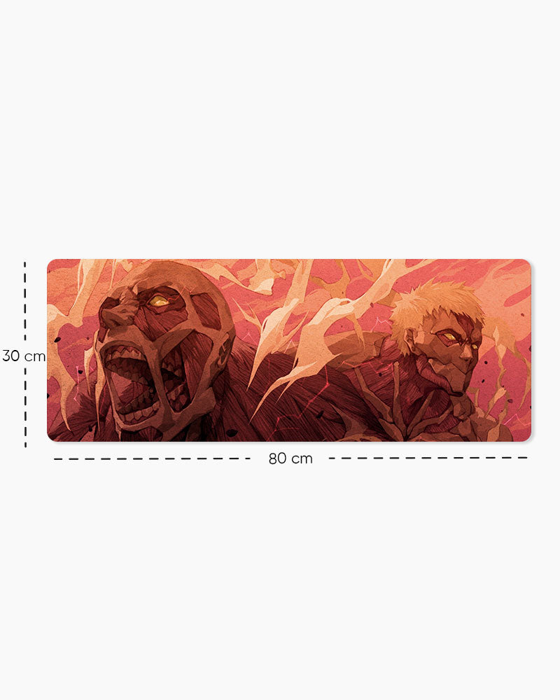 Colossal Titan & Armored Titan Gaming Desk Mat, Large size shown: 80 × 30 cm