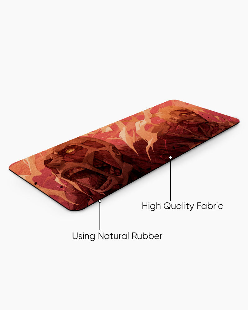 Colossal Titan & Armored Titan Gaming Desk Mat, angled view