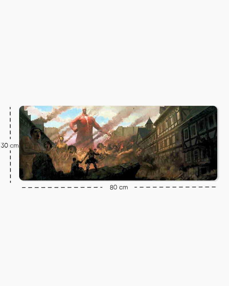 Colossal Titan – Titan Invasion Gaming Desk Mat, Large size shown: 80 × 30 cm