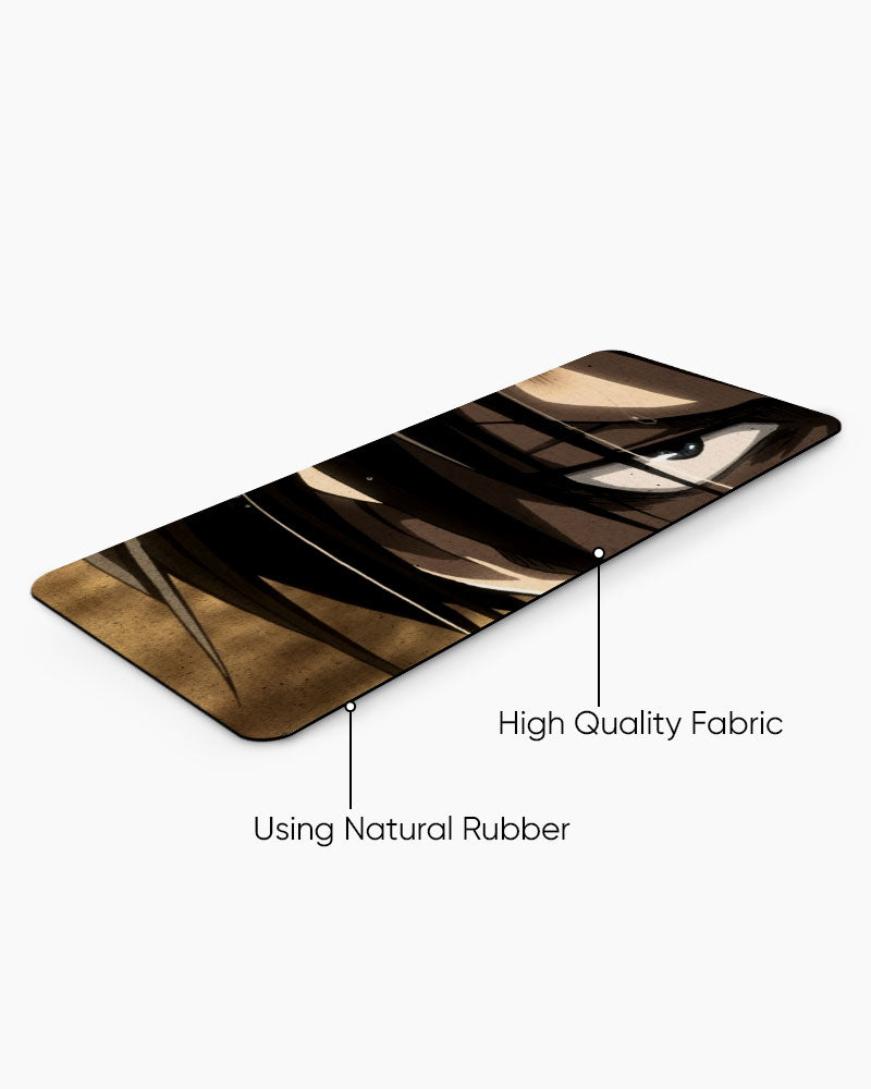 Eren Yeager – Close-Up Gaming Desk Mat, angled view