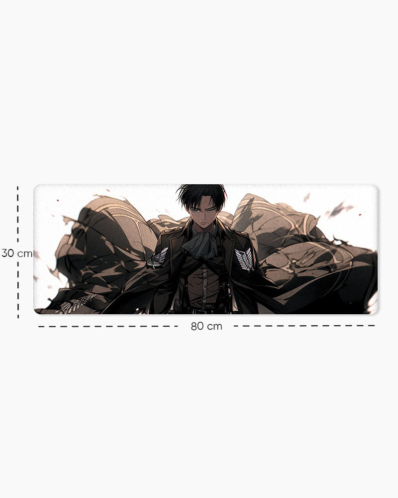 Levi Ackerman Gaming Desk Mat, Large size shown: 80 × 30 cm
