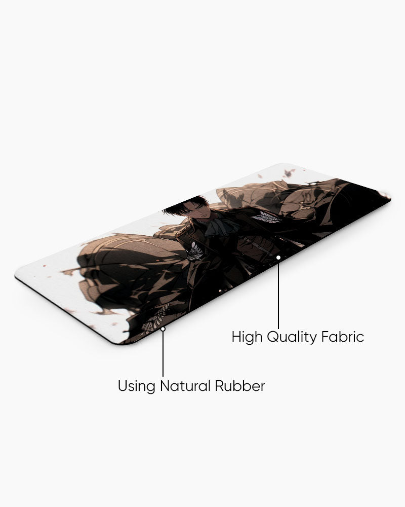 Levi Ackerman Gaming Desk Mat, angled view
