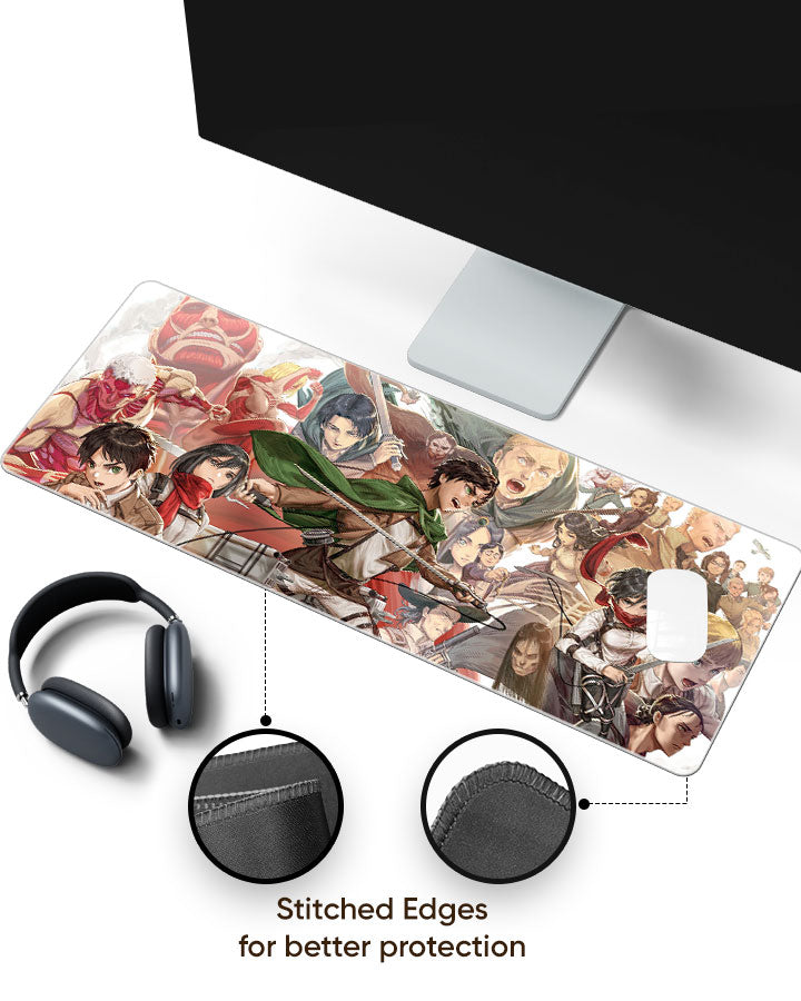 Attack on Titan – All Characters Gaming Desk Mat with stitched edges (EdgeGuard)