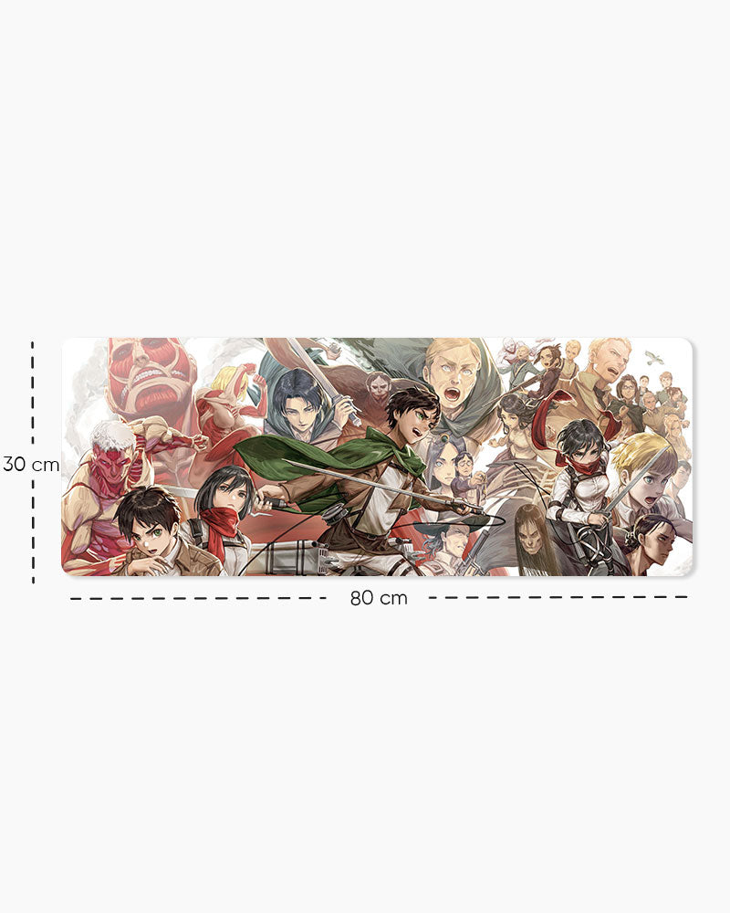 Attack on Titan – All Characters Gaming Desk Mat, Large size shown: 80 × 30 cm