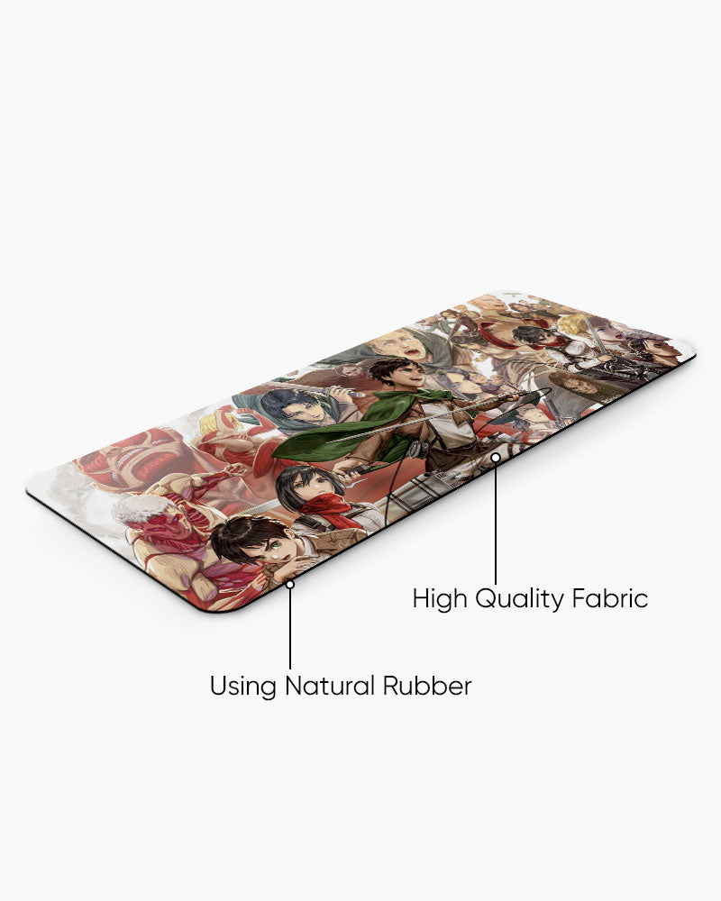 Attack on Titan – All Characters Gaming Desk Mat, angled view
