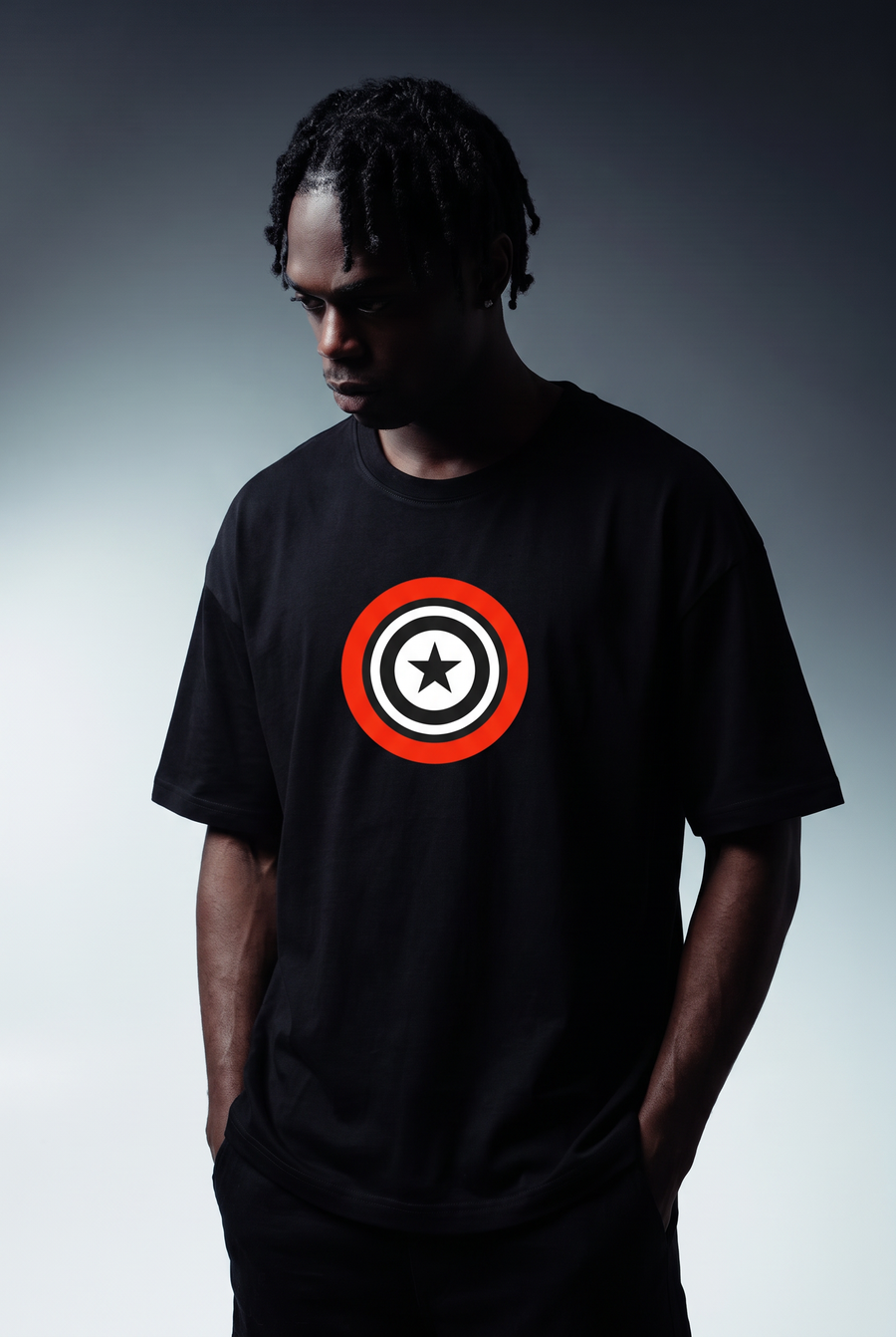 Captain America – Pop Art Poster Oversized T-Shirt – image 2