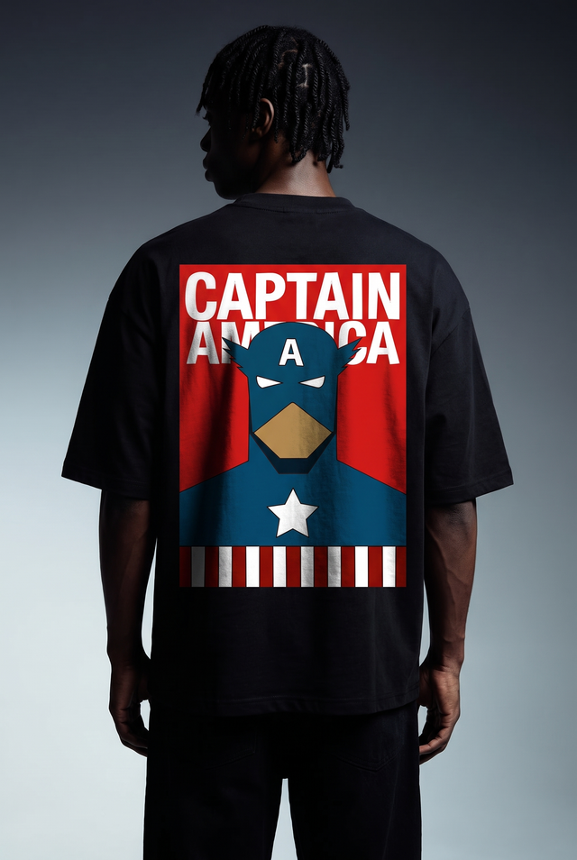 Captain America – Pop Art Poster Oversized T-Shirt – image 3