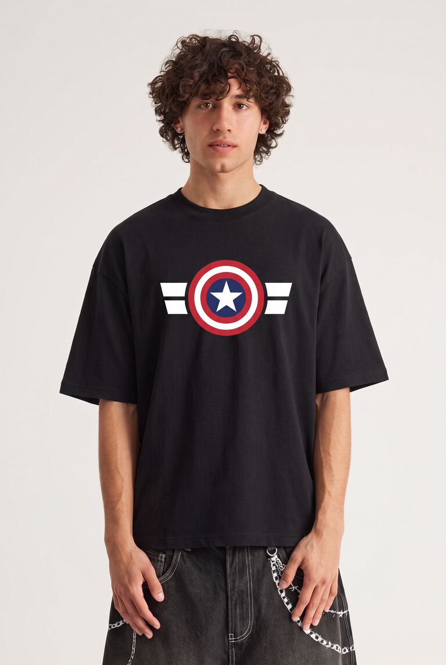 Captain America – Winged Shield Oversized T-Shirt – image 1