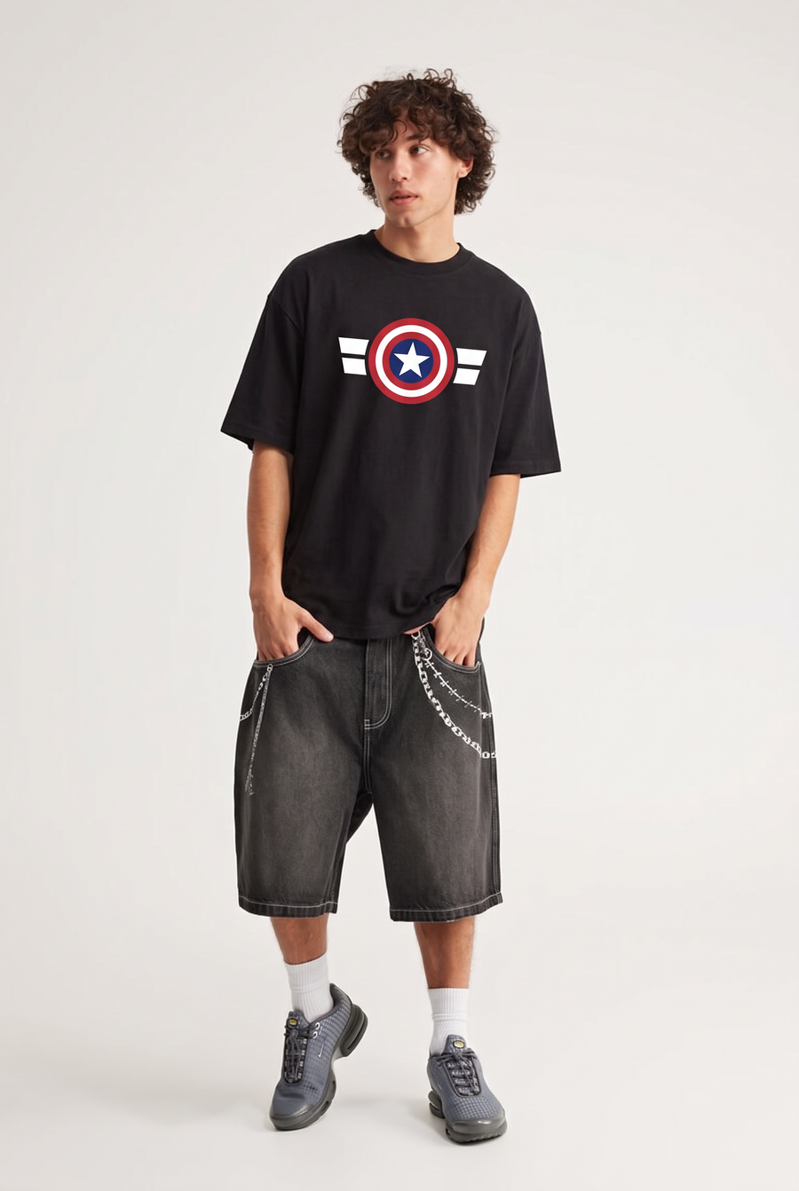 Captain America – Winged Shield Oversized T-Shirt – image 2
