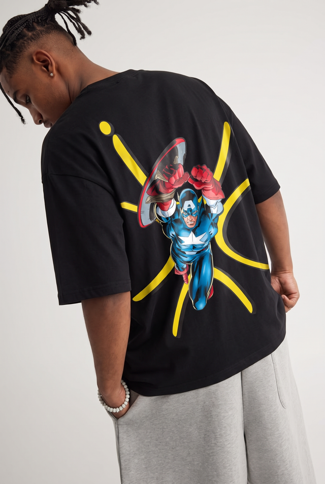 Captain America – Marvel Comics Leap Oversized T-Shirt – image 3