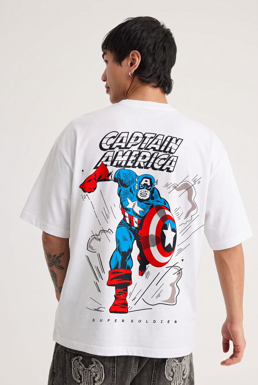 Captain America – Super Soldier White Oversized T-Shirt – image 3