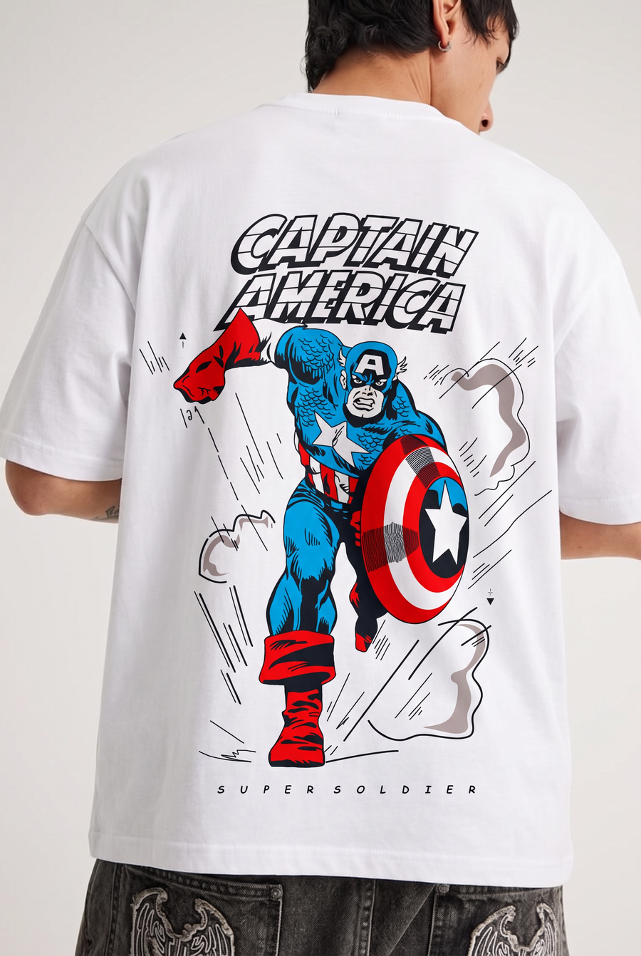 Captain America – Super Soldier White Oversized T-Shirt – image 4