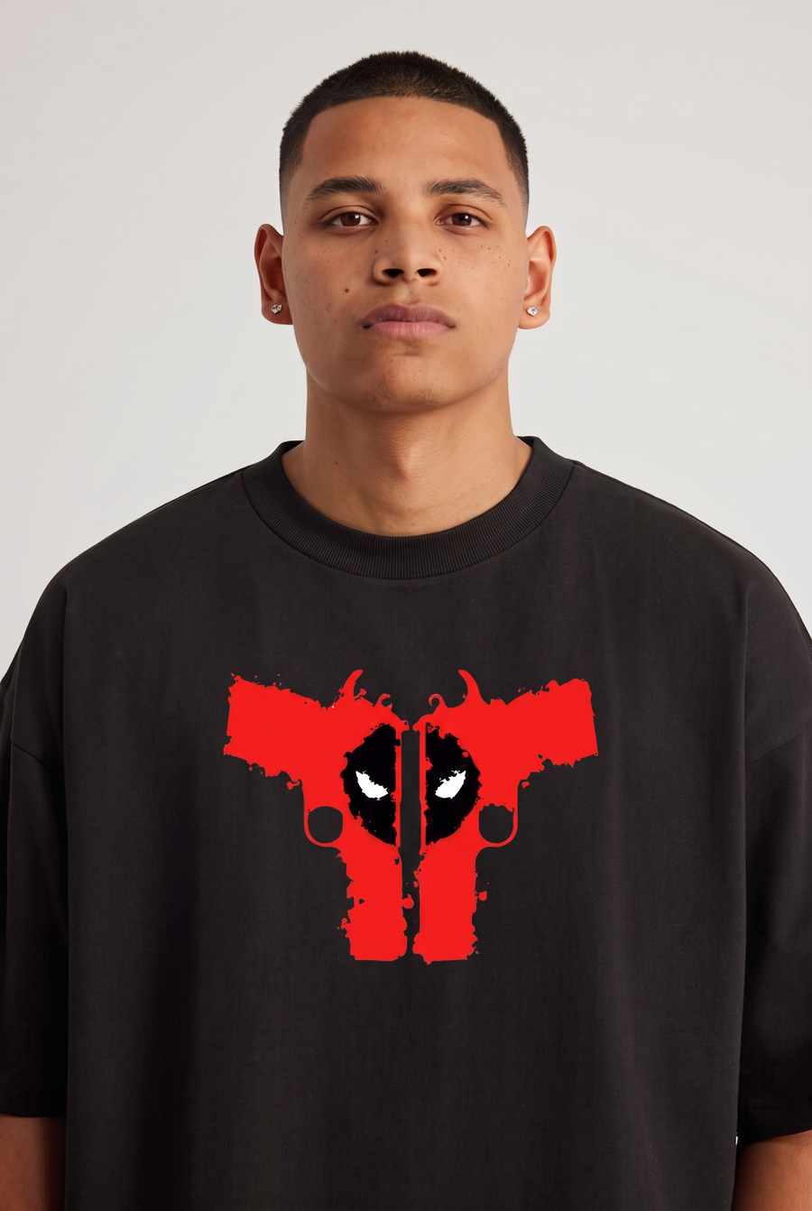 Deadpool – Twin Pistols Oversized T-Shirt – Black – image 2